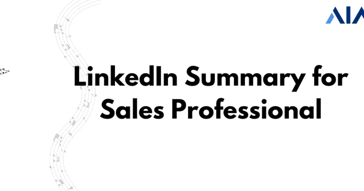 LinkedIn summary for sales professional